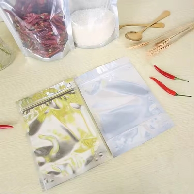 Wiederverschließbare Aluminiumfolie-Essenstüte für die Aufbewahrung von Süßigkeiten, Keksen, Nüssen, Tee, vertikale Reißverschlusstüte mit transparenten Fenster