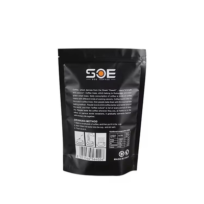 Custom Logo Standing wieder verschließbare Aluminiumfolie Kunststoffverpackung Lebensmittelbeutel mit Reißverschluss Kaffeebohnen Mylar Taschen