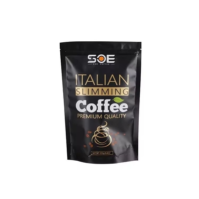 Custom Logo Standing wieder verschließbare Aluminiumfolie Kunststoffverpackung Lebensmittelbeutel mit Reißverschluss Kaffeebohnen Mylar Taschen