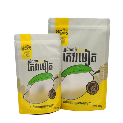 Wiederverschließbare, laminate Kunststoffe, aufstehende Lebensmittelbeutel Verpackung Custom Printed Design Ziplock Poly Bag für Trockenfrüchte