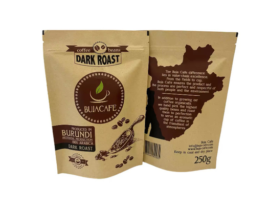 Kompostierbares, biologisch abbaubares Stand-up Flachboden Kraftpapier Lebensmittelverpackung Reißverschluss Tasche Kaffeebeutel mit Ventil