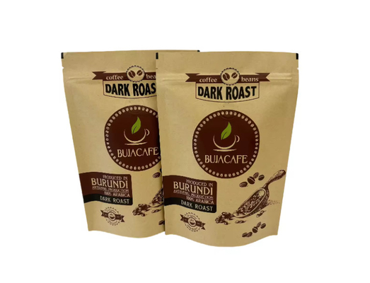 Kompostierbares, biologisch abbaubares Stand-up Flachboden Kraftpapier Lebensmittelverpackung Reißverschluss Tasche Kaffeebeutel mit Ventil