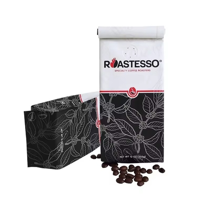 Kraftpapier Kaffeebohnen Seiten Gusset Verpackungstüte Schwarze Tasche