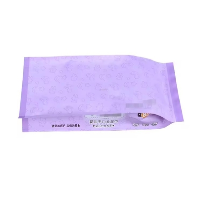 Custom Logo Side Gusset Plastik Flat Hautpflege Nasse Wäsche Verpackung Filmbeutel für Baby Nasse Gewebe Verpackung Beutel