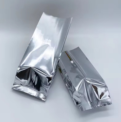 Glanzende Silberfolie aus Aluminiumoxid, Lamination, Wärmeversiegelung, Rückversiegelung, Seitenversiegelung, Gusset, Lebensmittelverpackung, Tasche, Kaffeebeinenbeutel