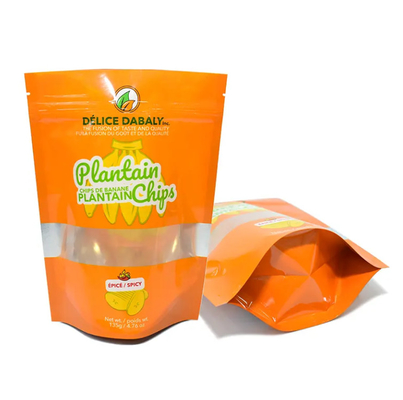 Snack Chips Verpackung Custom Logo Reißverschluss Lebensmittel-Grad Taschen Tasche Taschenbeutel Bananenchips wieder verschließbarer Verbundkunststoff