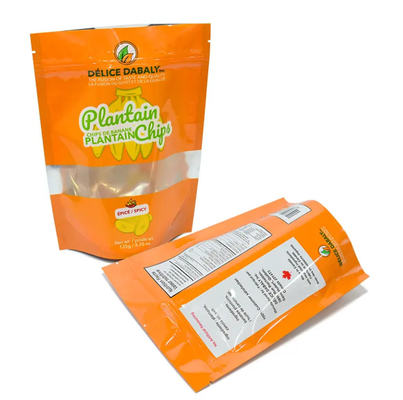Snack Chips Verpackung Custom Logo Reißverschluss Lebensmittel-Grad Taschen Tasche Taschenbeutel Bananenchips wieder verschließbarer Verbundkunststoff