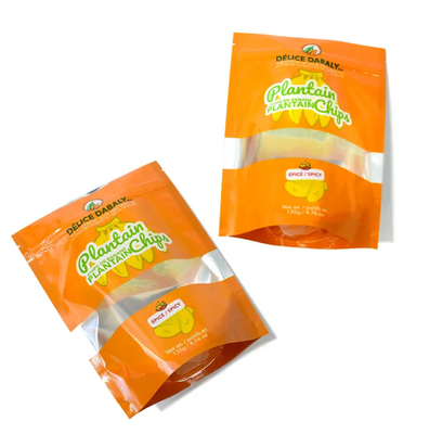Snack Chips Verpackung Custom Logo Reißverschluss Lebensmittel-Grad Taschen Tasche Taschenbeutel Bananenchips wieder verschließbarer Verbundkunststoff
