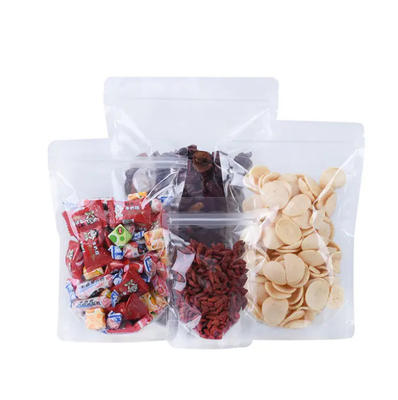 PET Transparent Zip Lock Plastiktüten Mylar Tasche Ziplock Stand Up Lebensmittel Gewürze Pulver Verpackungstüte
