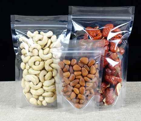 PET Transparent Zip Lock Plastiktüten Mylar Tasche Ziplock Stand Up Lebensmittel Gewürze Pulver Verpackungstüte