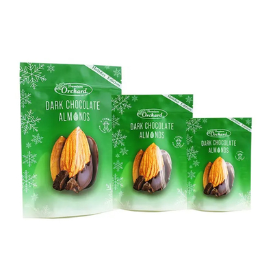 Maßgeschneiderter Druck Stand Up Tasche Reißverschluss Nuss Packung Kunststoff Snack Mandeln Cashew Nüsse Verpackungstüten