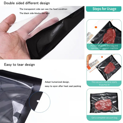 Speicherbeutel für Speisen für die Küche Schwarze Warmdichtung Verpackung Kunststoff biologisch abbaubare Lebensmittel Vakuumtasche