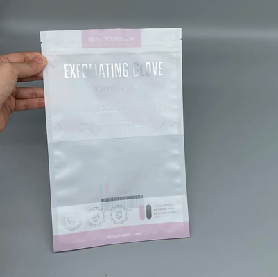 Durchsichtige Handschuhe Verpackung Gefrorene Reißverschlussbeutel für Handschuhe Kosmetik Kunststoff Mylar Reißverschlussbeutel Drei-Seiten-Dichtung