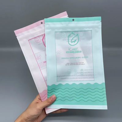 Durchsichtige Handschuhe Verpackung Gefrorene Reißverschlussbeutel für Handschuhe Kosmetik Kunststoff Mylar Reißverschlussbeutel Drei-Seiten-Dichtung