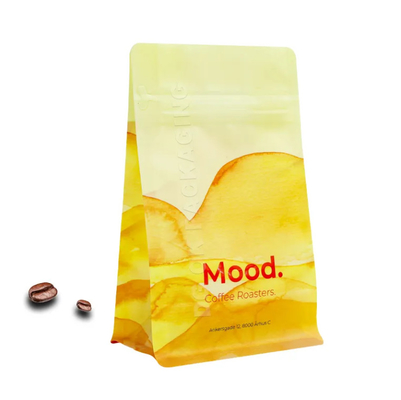 Custom Logo Seitengusset Flachboden Kaffeebohnen Verpackung laminiert 100g 150g 250g 500g 1kg Taschen mit Ventil