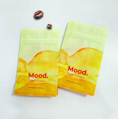 Custom Logo Seitengusset Flachboden Kaffeebohnen Verpackung laminiert 100g 150g 250g 500g 1kg Taschen mit Ventil