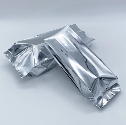 Glanzende Silber-Aluminiumfolie Laminate Wärmesiegel Rücksiedlung Seiling Seite Gusset Lebensmittelverpackung Tasche Vakuum Lebensmittel Tee Kaffee Bohnen Taschen