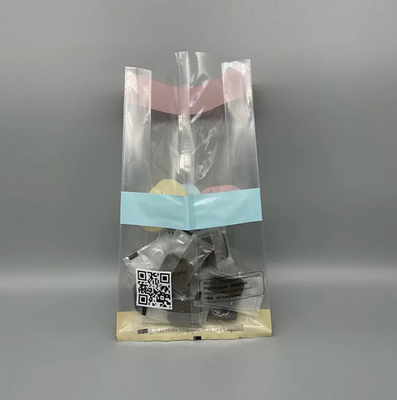 Custom Back Seal Tasche Offene Seite Gusset Quad Siegel Stehen Sie auf Nahrungsmittel Nuss Snack Süßigkeiten Acht Seiten Siegel Transparente Plastiktüte
