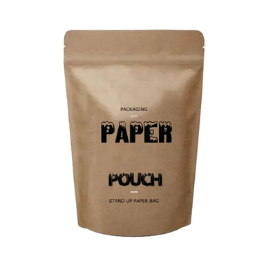 Doypack Ziplock Braun weißes Kraftpapier Stehbeutel Lebensmittelpulver Tee Kaffee Verpackung Reißverschlussbeutel