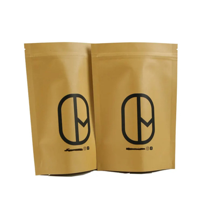 Doypack Ziplock Braun weißes Kraftpapier Stehbeutel Lebensmittelpulver Tee Kaffee Verpackung Reißverschlussbeutel