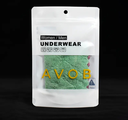 Nachschließbare Stand-Up-Tasche Unterwäsche Verpackung Zip Lock Mylar Taschen mit klarem Fenster