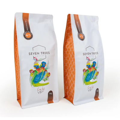 Customized LOGO Druck Flachboden Tasche Gusset Achtseitiges Siegel Haustier Lebensmittelbeutel Reis-Cookie Trockenwaren Lebensmittel Plastikbeutel für Kaffee
