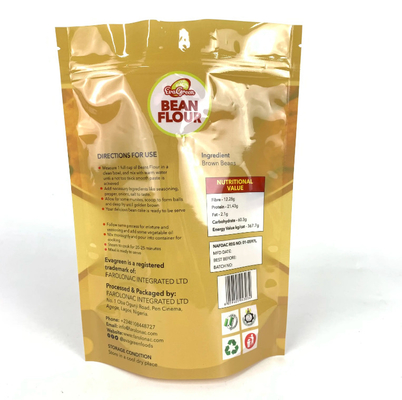 Ökofreundliche wieder verschließbare Plastiktüte Bohnenmehl Süßigkeiten Kekse Snack Packungstüte Stehen Sie auf Reißverschluss Tasche für Lebensmittel