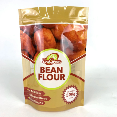 Ökofreundliche wieder verschließbare Plastiktüte Bohnenmehl Süßigkeiten Kekse Snack Packungstüte Stehen Sie auf Reißverschluss Tasche für Lebensmittel