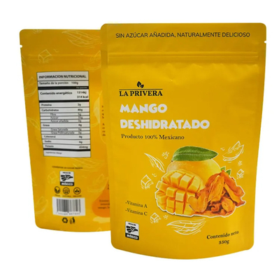 Custom Aluminiumfolie getrocknete Mango Lebensmittelverpackung Tasche wiederverschließbar Mylar Stand-up Tasche für Früchte