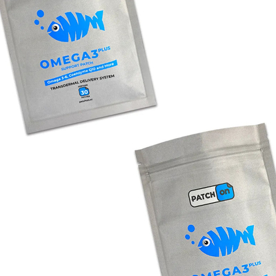 Speziell gedruckte Wärmesiegel Plastiktüten aus Aluminiumfolie für Lebensmittelprodukte Drei-Seiten-Siegelverpackung mit wiederverwendbarem Reißverschluss für Patches