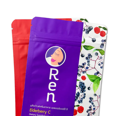 Maßgeschneiderte gedruckte leere Getränke Pulver Lebensmittelverpackung Taschen Stehen Kaffeebeutel mit Reißverschluss