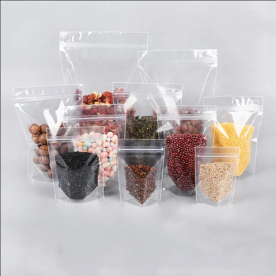Lebensmittel-Ziplock-Kleiner-Maßdruck-Stand-Up-Tasche-Zip-Sperre-Verpackung-Plastik-transparente Tasche mit Reißverschluss