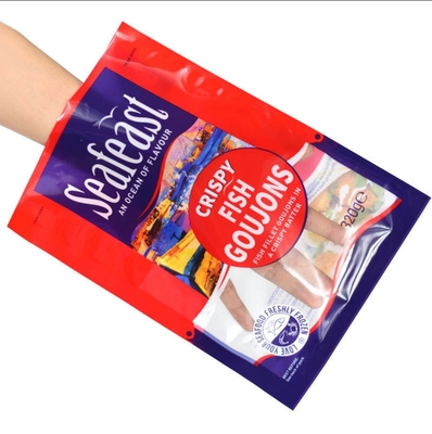 Kundenspezifischer Druck Vakuum Fisch Hühnchen Tiefkühlkost Verpackung mit 3-Seiten-versiegelter Plastiktüte Logo