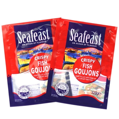 Kundenspezifischer Druck Vakuum Fisch Hühnchen Tiefkühlkost Verpackung mit 3-Seiten-versiegelter Plastiktüte Logo