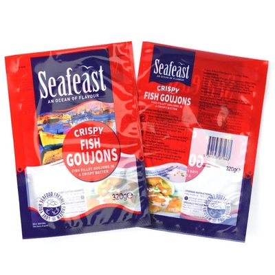 Kundenspezifischer Druck Vakuum Fisch Hühnchen Tiefkühlkost Verpackung mit 3-Seiten-versiegelter Plastiktüte Logo