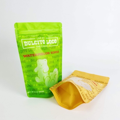 Vertikal verriegelbare Matte Fertigwaren-Snack Süßigkeiten Tasche mit transparenten Fenster