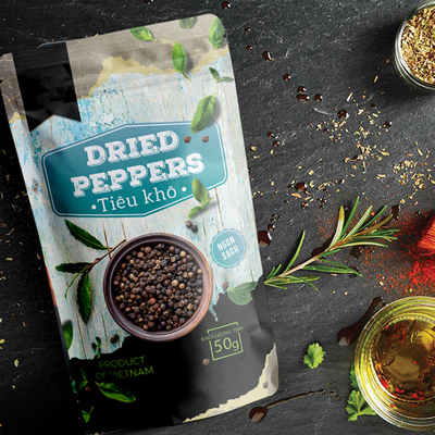 Gewürzverpackungstüte Kunststoffverpackung Würze Paprika Lebensmittelverpackungstüte Versiegelter Reißverschluss Stehbeutel