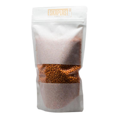 Weißes Rindsleder-Beutel (Standbodenbeutel) mit kleinem Fenster, individuell bedrucktem Reißverschluss, Kraftpapier-Standbodenbeutel/Lebensmittelverpackungsbeutel