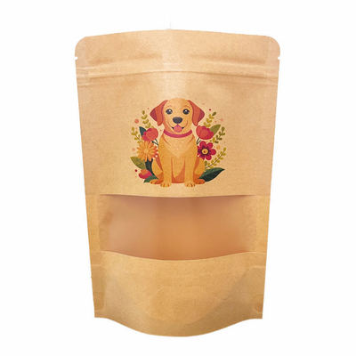 Umweltfreundliche Verpackung für Kaffeebohnen Tee Lebensmittel Snacks Kraftpapier Klare Standbodenbeutel Wiederverschließbarer Reißverschluss Individuelles Logo