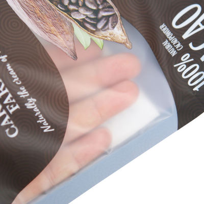 Umweltfreundliche Verpackung für Kaffeebohnen Tee Lebensmittel Snacks Kraftpapier Klare Standbodenbeutel Wiederverschließbarer Reißverschluss Individuelles Logo