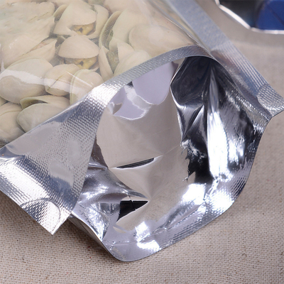 Aluminiumfolie-Stellung mit Reißverschluss herauf die Beutel wiederversiegelbar mit transparenter Front