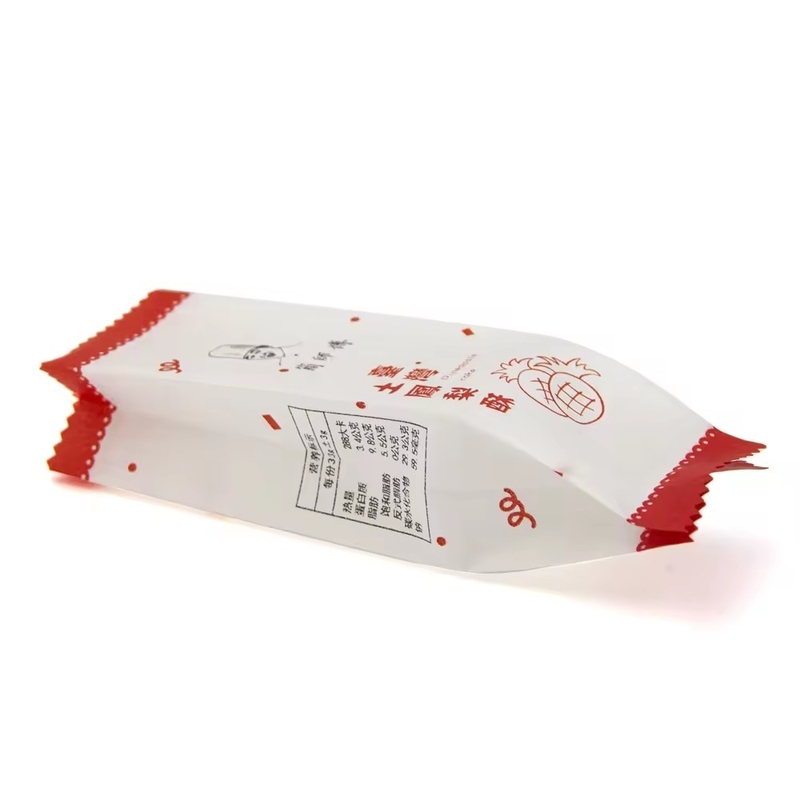 OEM Baumwollpapier Gebäckseite Gusset Tasche Ananaskuchen Papier Verpackungstüten Umhüllung für Kekse Süßigkeiten