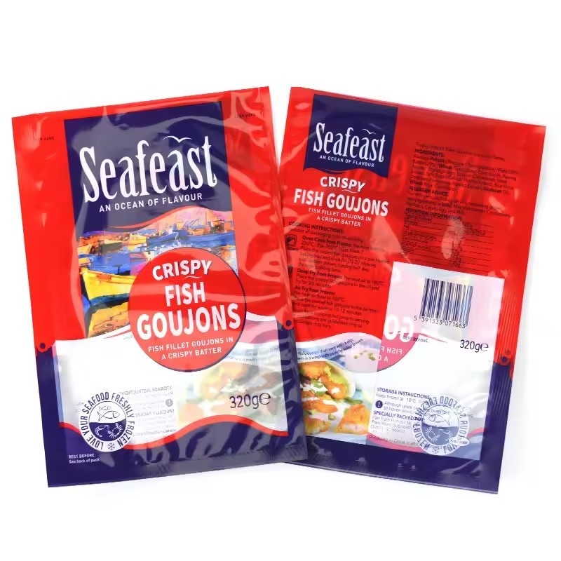 Auf Wunsch gedruckte Vakuum-Fisch-, Huhn- und Tiefkühlkostverpackungen 3 Seiten Siegel Plastiktüten mit Logos