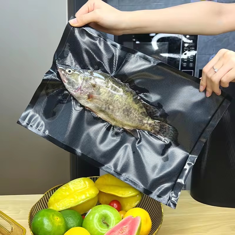 Vakuumbeutel mit Textur und Prägung, Lebensmitteleinsparung, Vakuumdichtungsbeutel, transparente/schwarze Vakuumbeutel