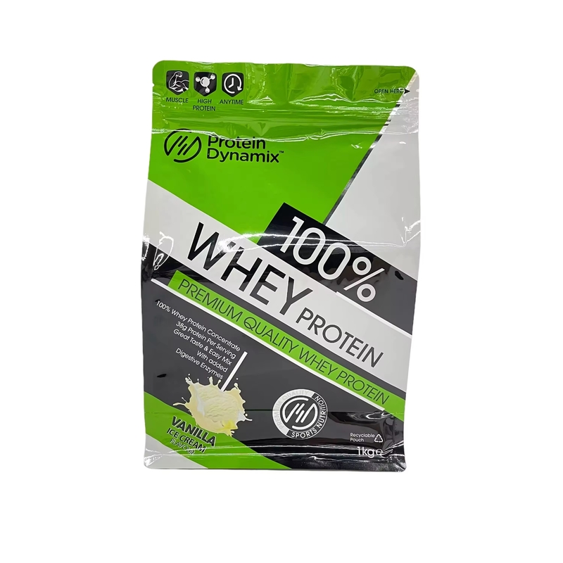 Aktives Protein Plus Aluminiumfolie Tasche kundenspezifische gedruckte Stand Up Whey Protein Pulver Verpackungstüten Tasche mit Reißverschluss