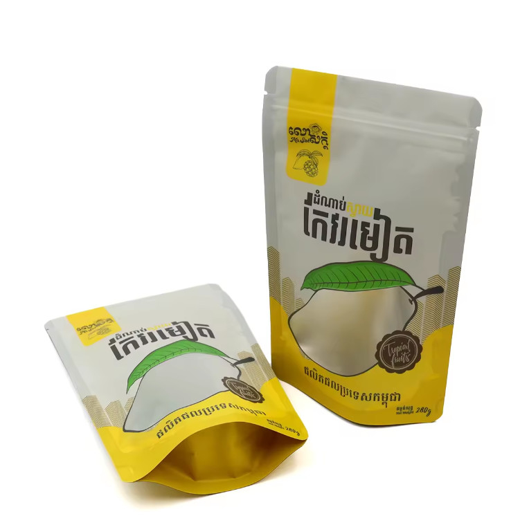 Wiederverschließbare, laminate Kunststoffe, aufstehende Lebensmittelbeutel Verpackung Custom Printed Design Ziplock Poly Bag für Trockenfrüchte