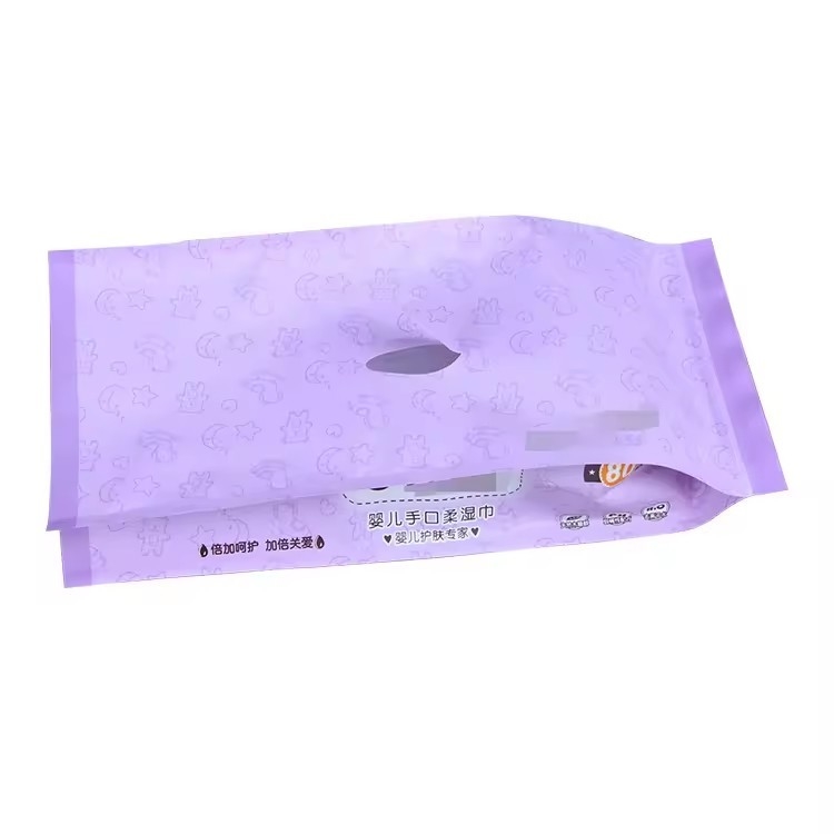 Custom Logo Side Gusset Plastik Flat Hautpflege Nasse Wäsche Verpackung Filmbeutel für Baby Nasse Gewebe Verpackung Beutel
