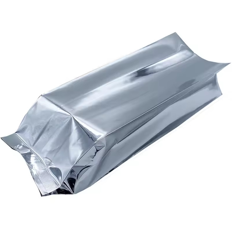 Glanzende Silberfolie aus Aluminiumoxid, Lamination, Wärmeversiegelung, Rückversiegelung, Seitenversiegelung, Gusset, Lebensmittelverpackung, Tasche, Kaffeebeinenbeutel