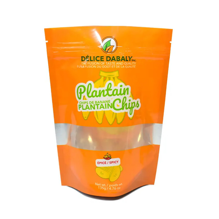 Snack Chips Verpackung Custom Logo Reißverschluss Lebensmittel-Grad Taschen Tasche Taschenbeutel Bananenchips wieder verschließbarer Verbundkunststoff