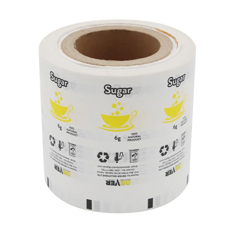 Großhandel Maßgeschneiderte Kunststoffverpackungen Laminate Roll Film Zuckerpapierbeutel Automatische Verpackungsfolie zum Verkauf